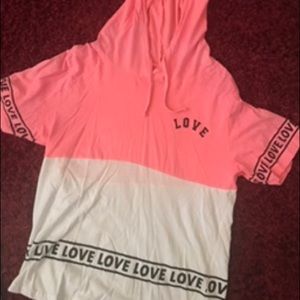 Hot Pink and White Love Hoodie